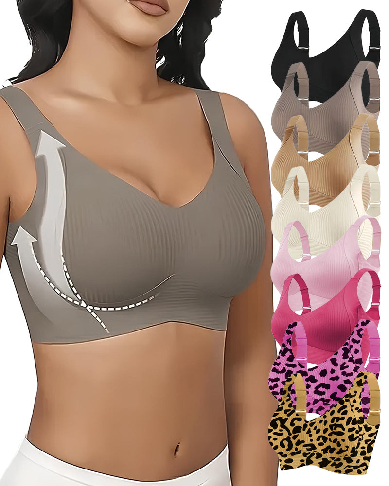 Solid Color Four Rows Adjustable Wireless Women's Bra