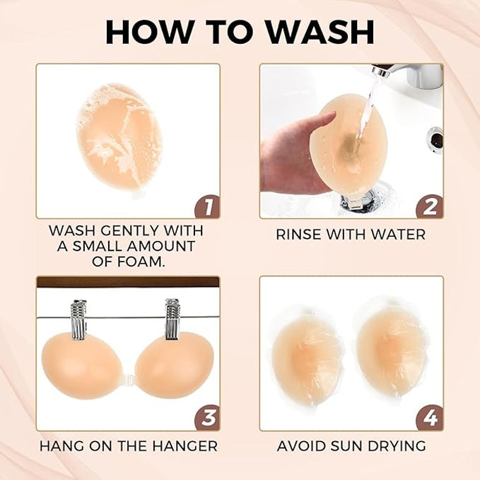 Invisible Push Up Reusable Silicone Strapless Adhesive Bra