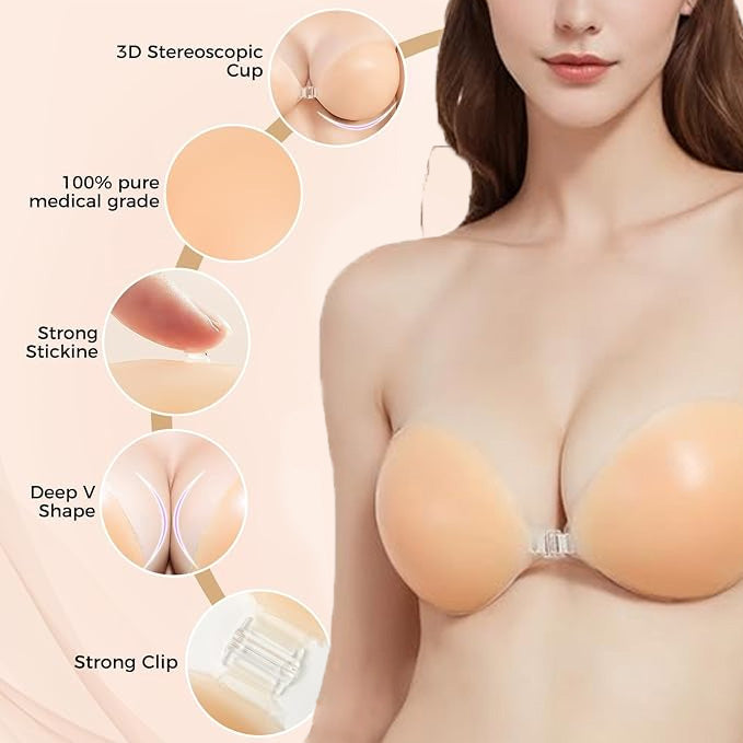 Invisible Push Up Reusable Silicone Strapless Adhesive Bra