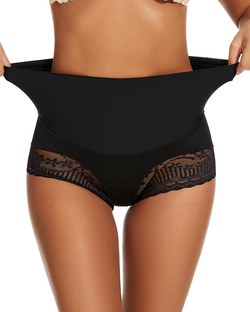 Women's High Waist Lace Thin Tummy Control Seamless Body Shaping Panties