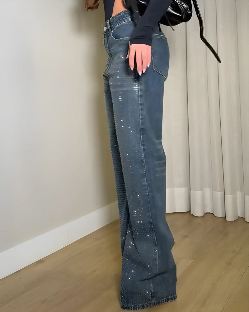 Diamond Front Casual Straight Jeans