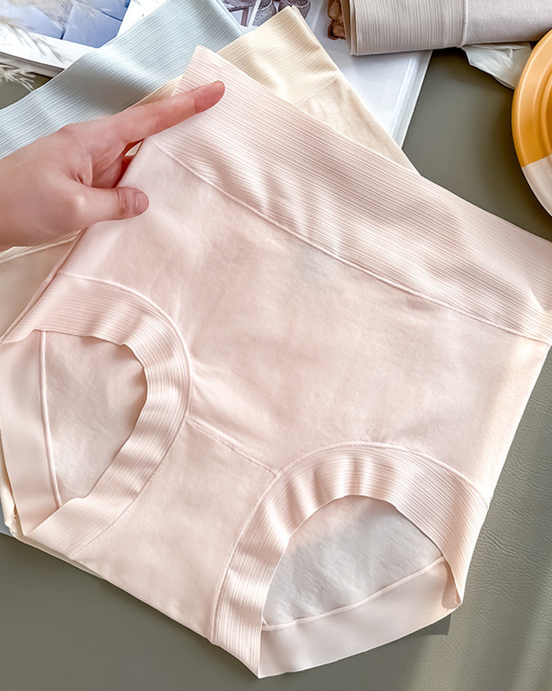 5-Pack Pure Cotton High Waist Seamless Antibacterial Breathable Crotch Briefs