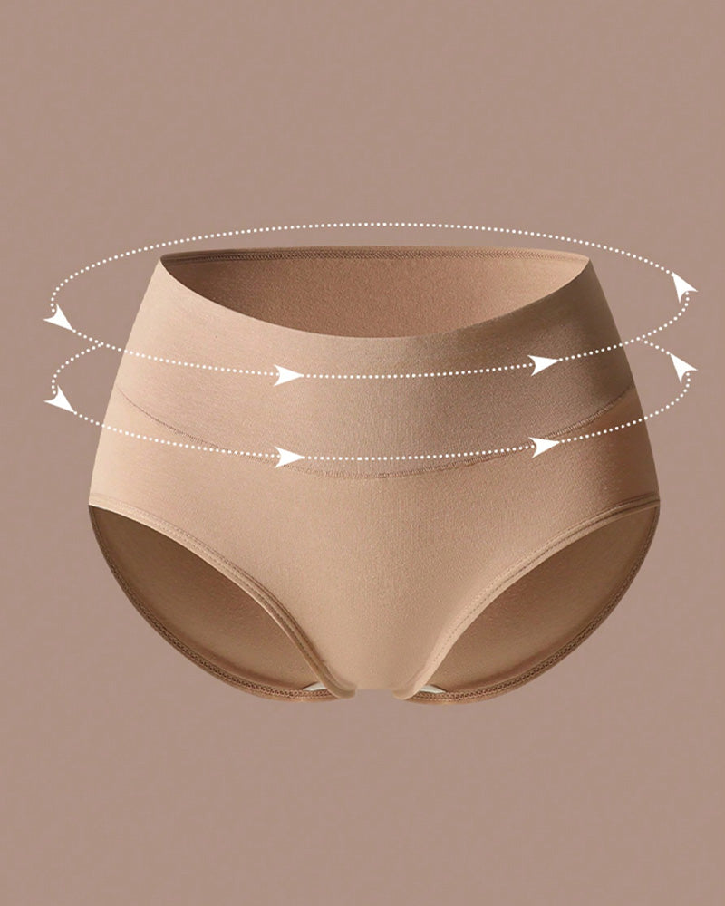 Women's Cotton Skin-Friendly Breathable Slim High Waist Elastic Solid Color Underwear