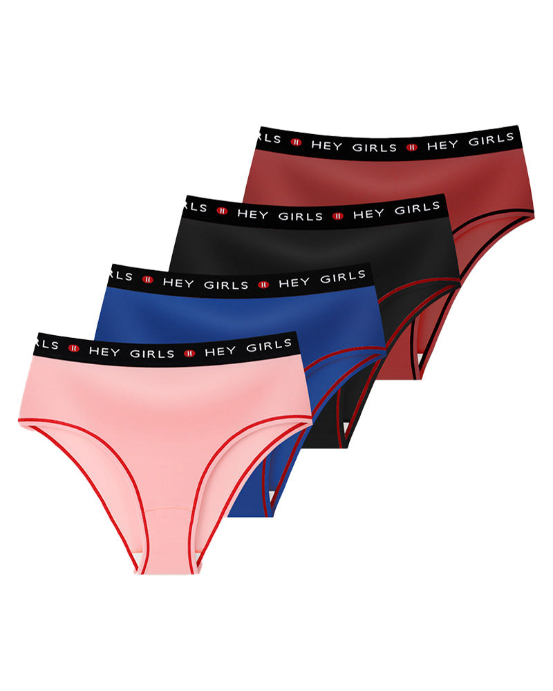 Mid-Rise Letter Color Block Elastic Breathable Comfortable Briefs