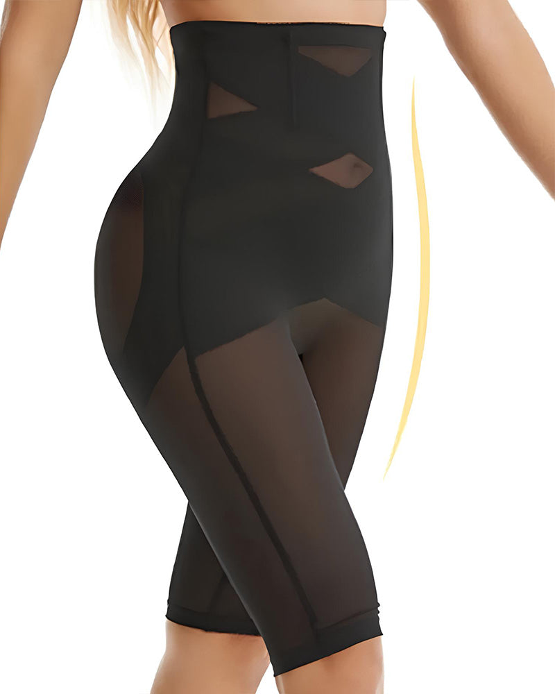 Women's Double Cross Mesh Seamless High Waist Tummy Lifting Buttocks Shaping Tights