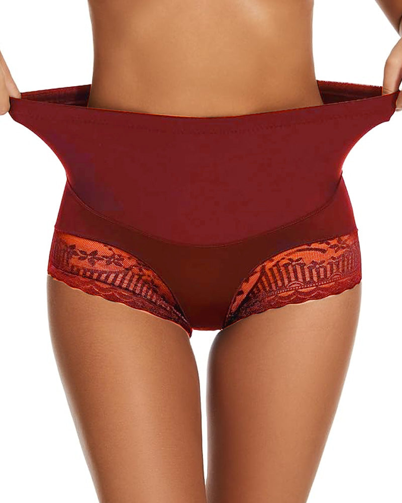 Women's High Waist Lace Thin Tummy Control Seamless Body Shaping Panties