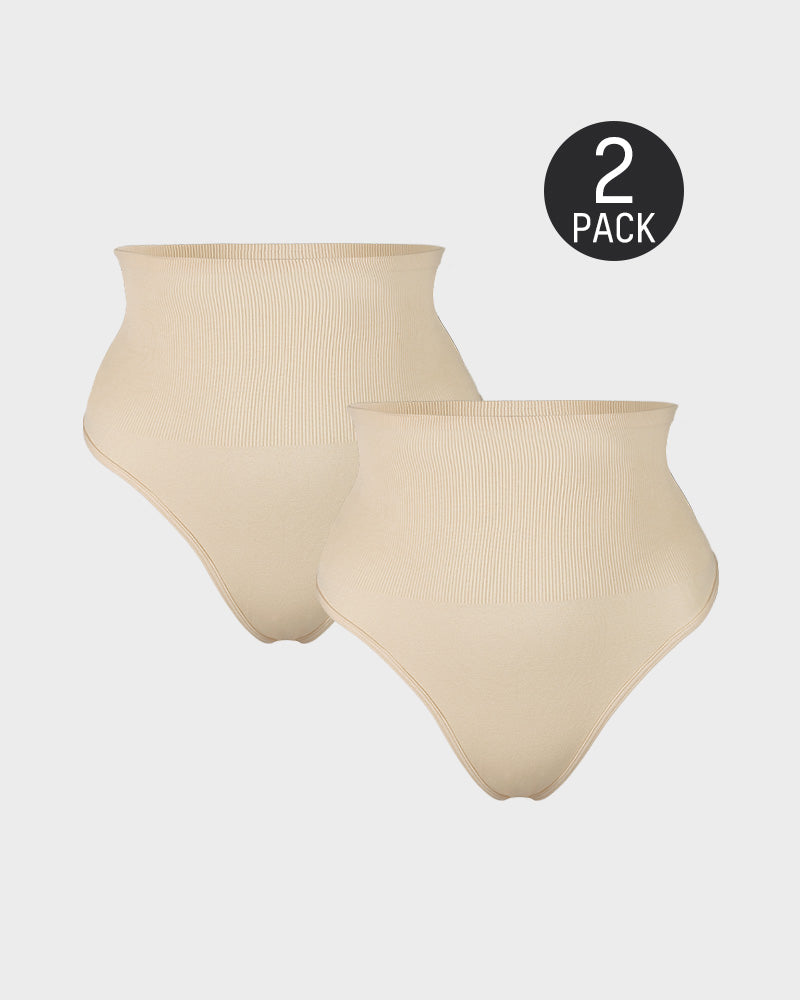 Mid-Waist Tummy Control Thong Panty (2 Pack)