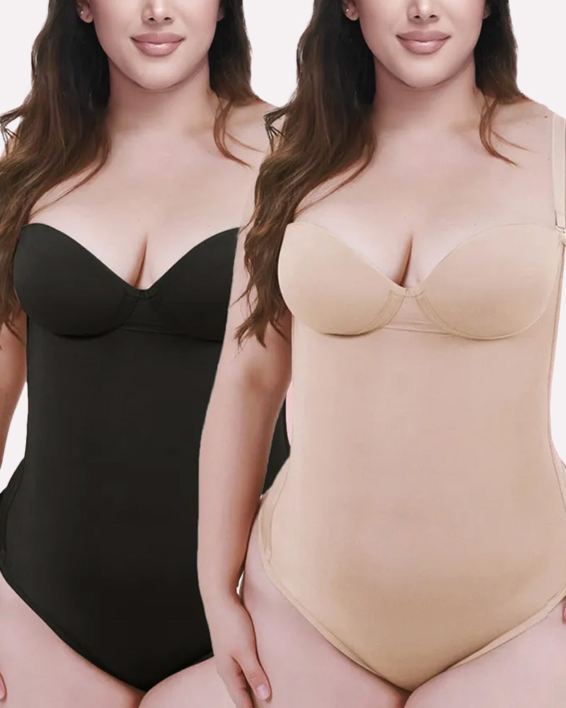 Back Lace-up Bodysuit Thong Seamless Shapewear