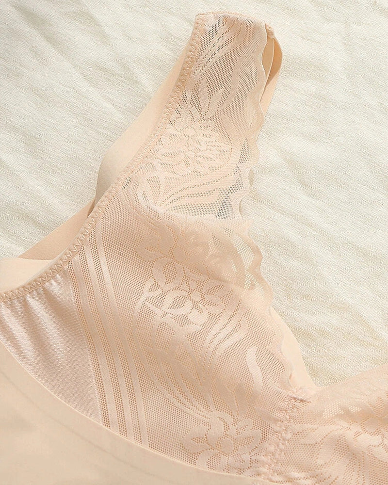 Women's Seamless Push-Up Front Button Back Lace Bra