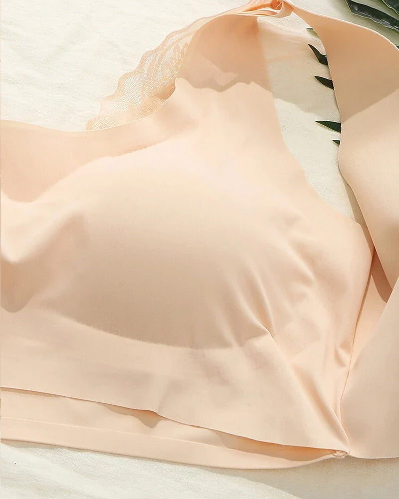 Women's Seamless Push-Up Front Button Back Lace Bra