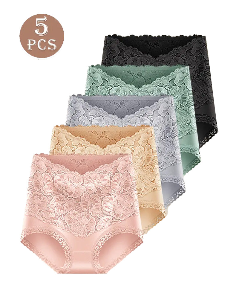 5-Pack Women's Lace High Waist Stretch Briefs