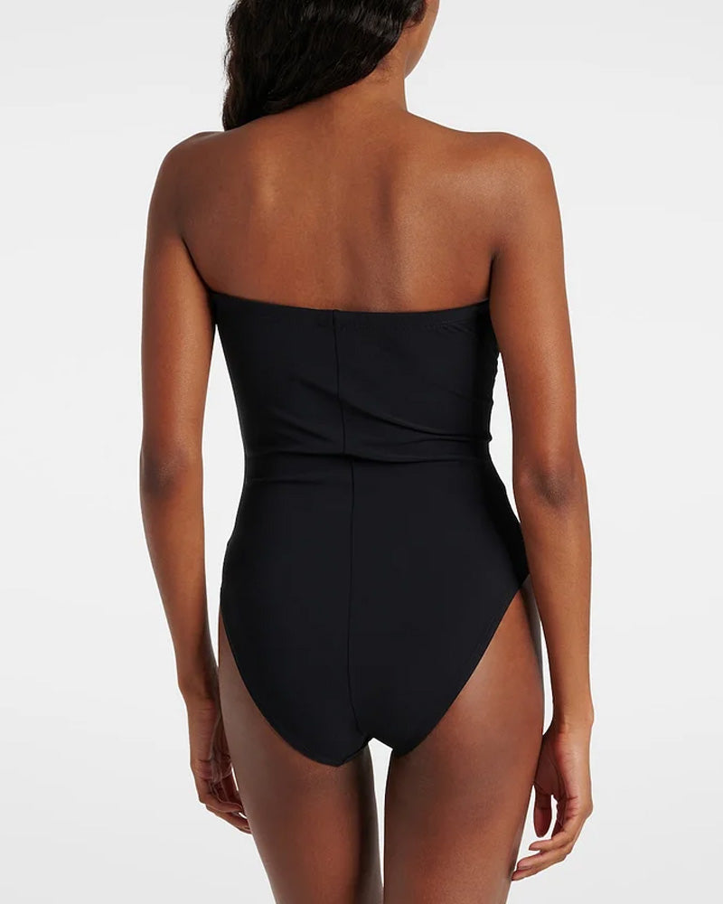 Bandeau 3D Flower One Piece Swimsuit And Skirt