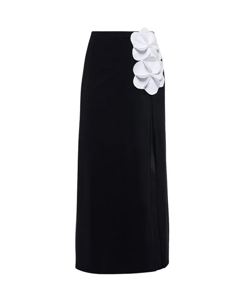 Bandeau 3D Flower One Piece Swimsuit And Skirt