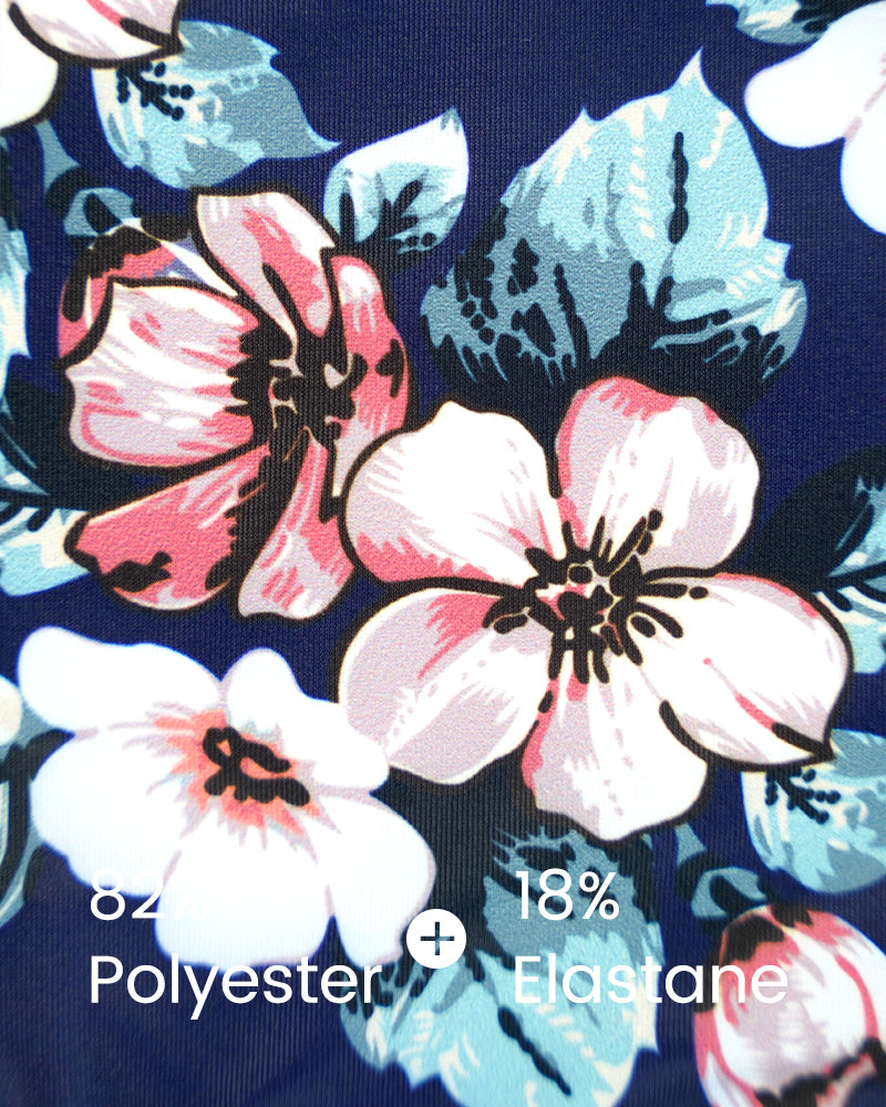 Floral Print Mesh-Inset High Neck Swimsuit