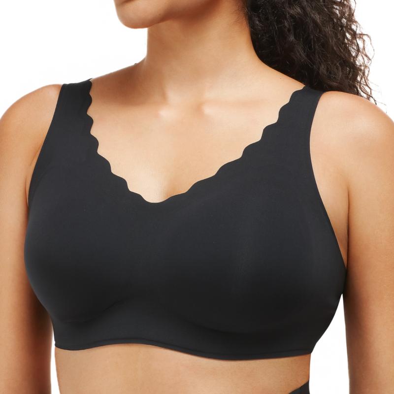 Soft V-Neck Scalloped Bra