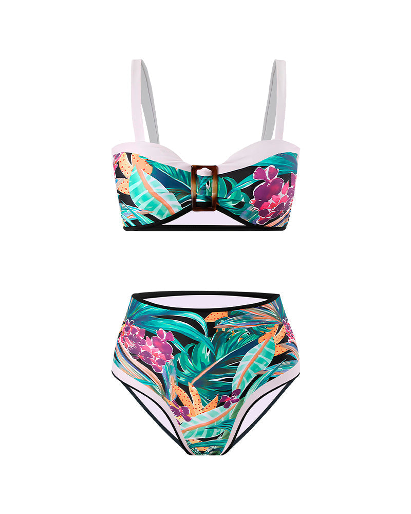 Stylish High Waist Floral Bikini Set