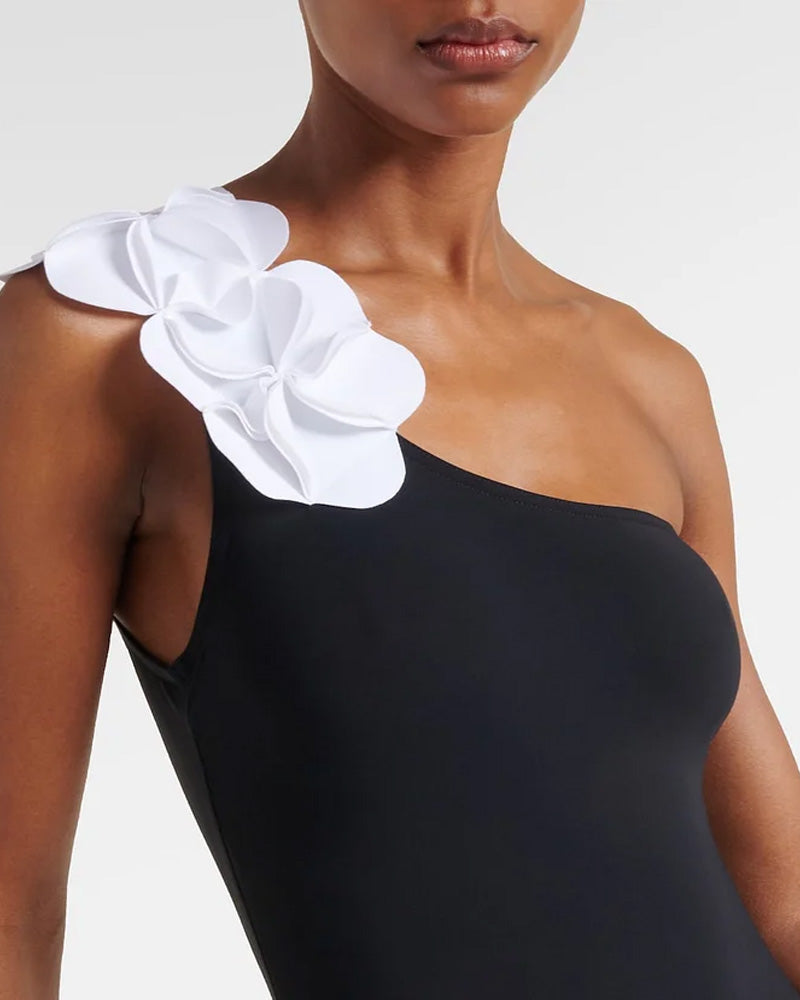 Bandeau 3D Flower One Piece Swimsuit And Skirt