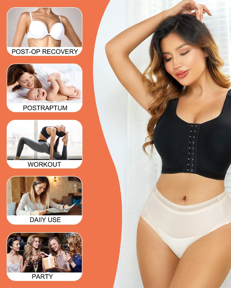 Shapewear Post-Operative Underwear Bra Straps Adjustable Zipper Design Shapewear Post-Operative Underwear