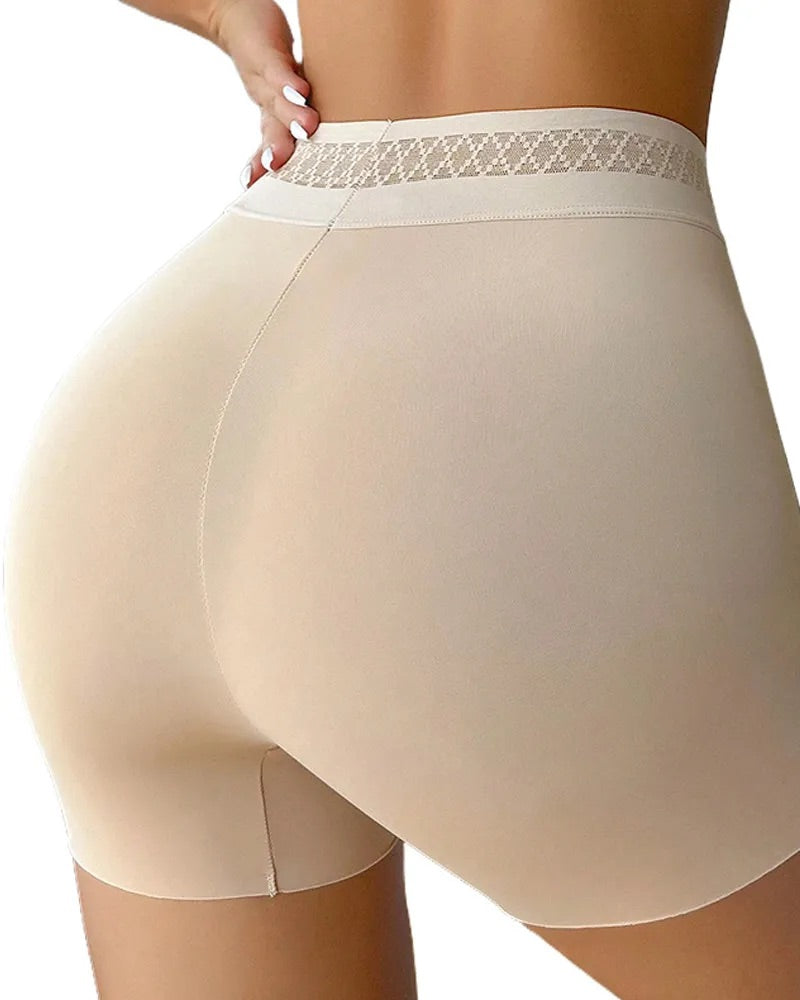 Solid Color Hip-Lifting and Tummy-Controlling Mid-Rise Body-Shaping Shorts
