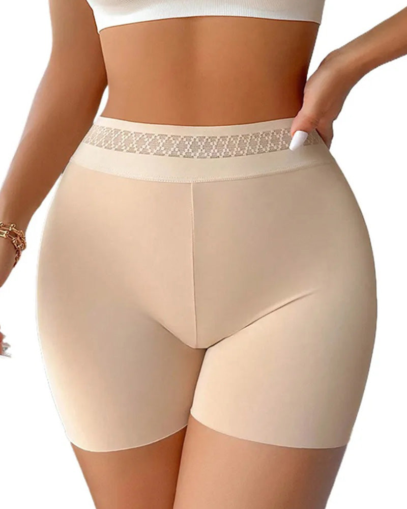 Solid Color Hip-Lifting and Tummy-Controlling Mid-Rise Body-Shaping Shorts