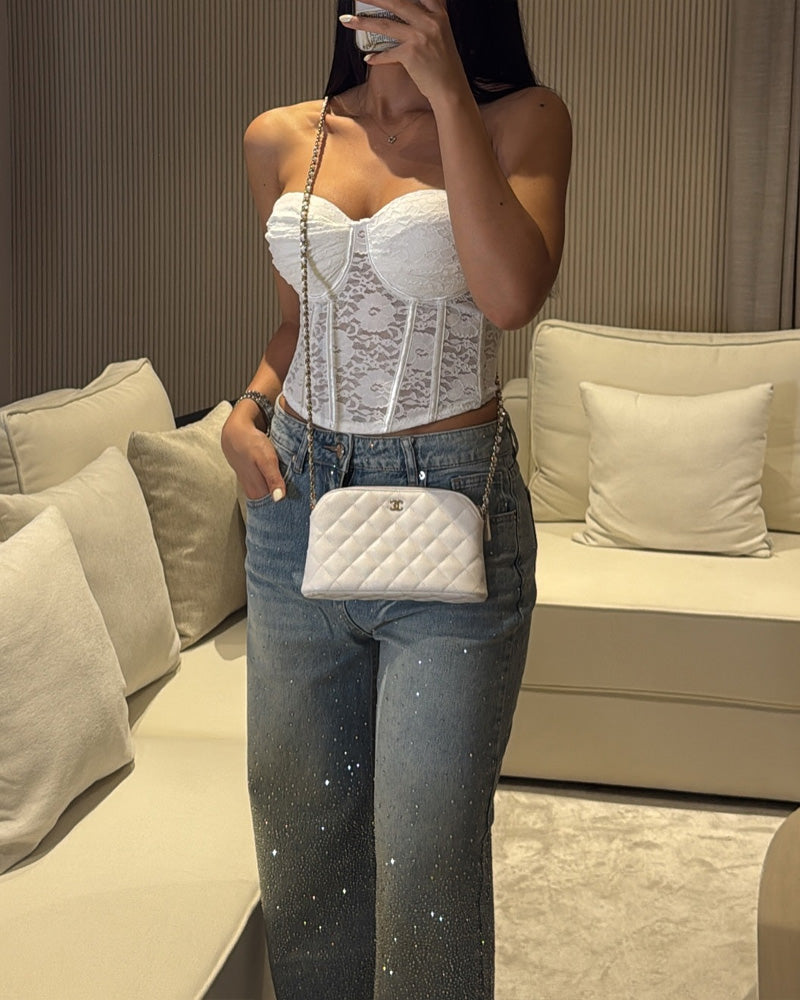 Women's Rhinestone High-Rise Washed Straight Jeans