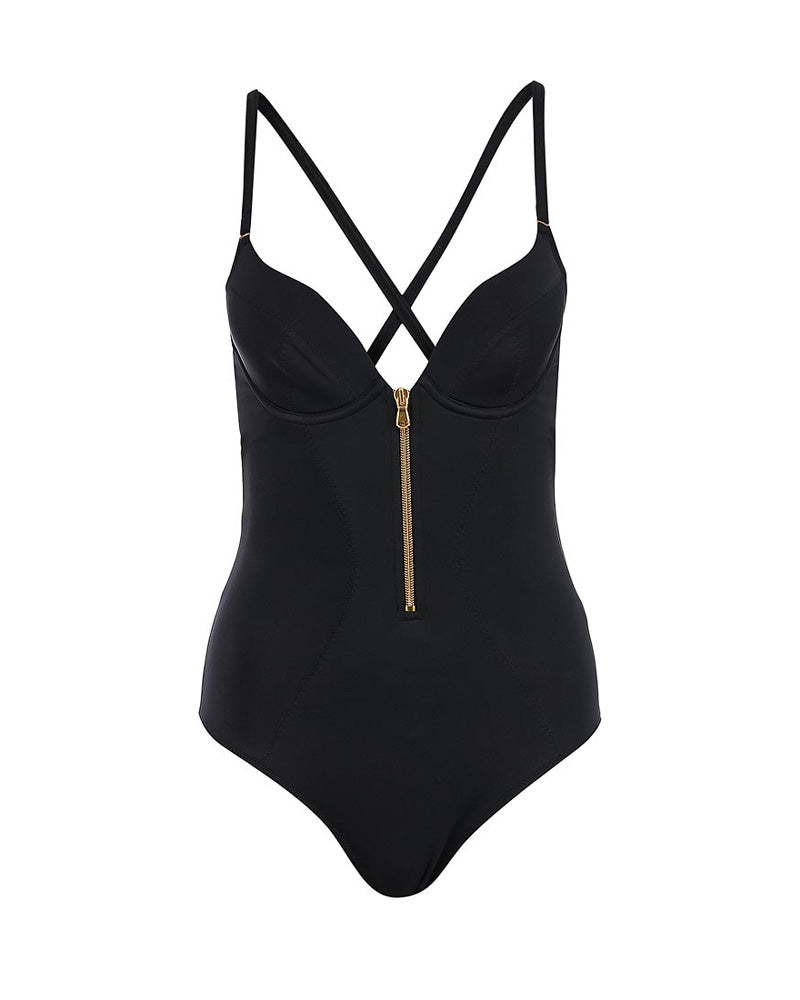 Women's Metal Zipper Tummy Shaper Bodysuit