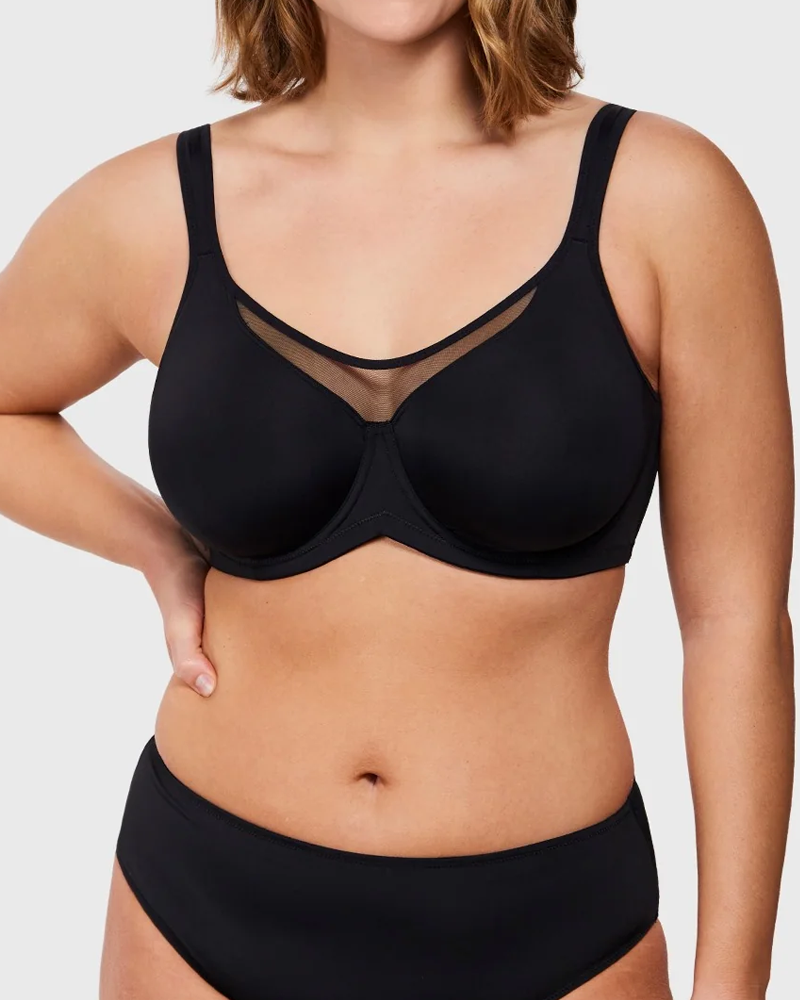 Women's Smooth Unlined Mesh Plus Size Underwire Bra