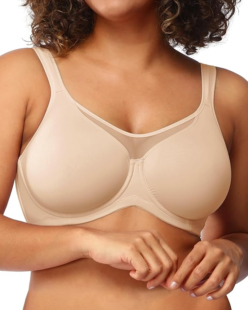Women's Smooth Unlined Mesh Plus Size Underwire Bra