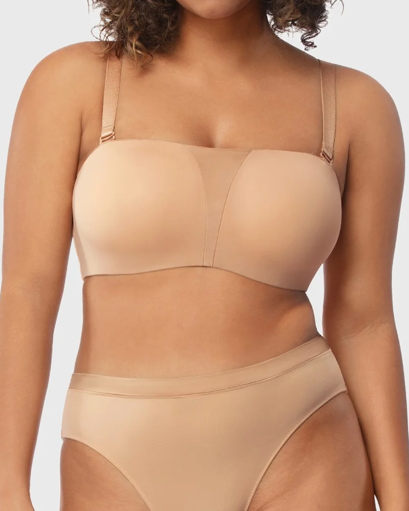 Women's Unlined Seamless Comfort Non-slip Underwire Plus Size Bandeau Strapless Bra