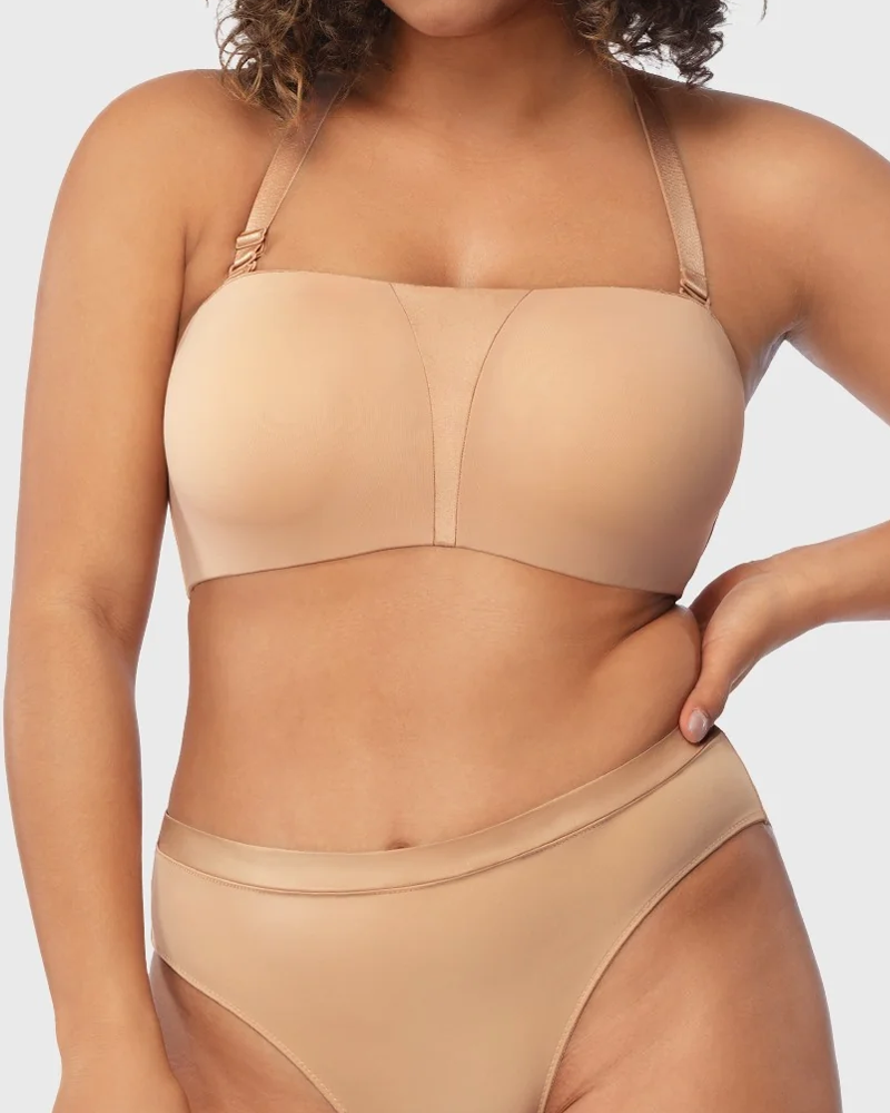 Women's Unlined Seamless Comfort Non-slip Underwire Plus Size Bandeau Strapless Bra
