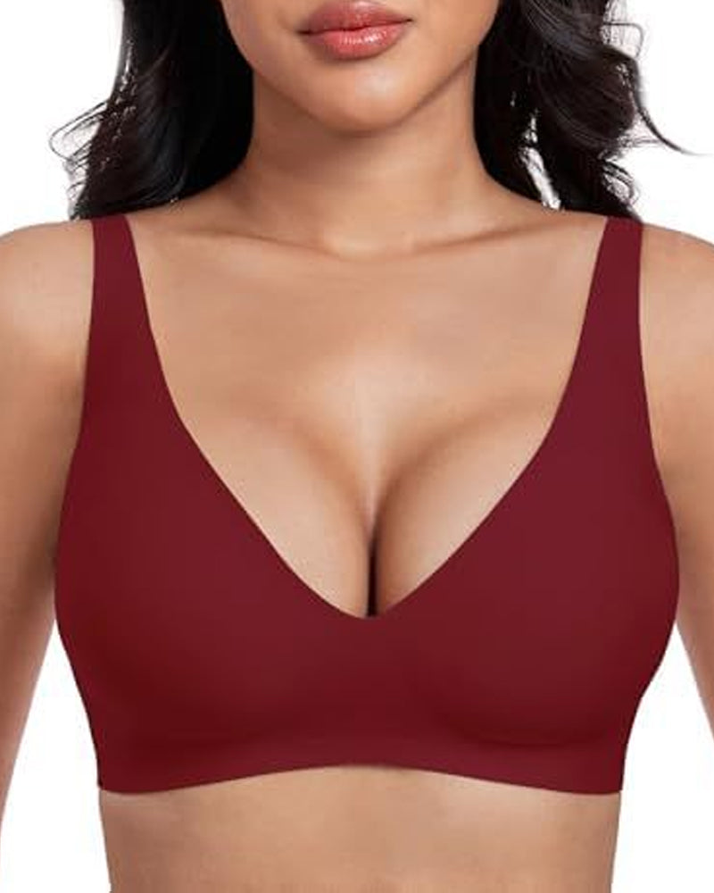 Women's Deep V Wire-free Push-up Adjustable Seamless Bra