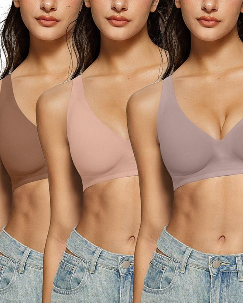 Women's Deep V Wire-free Push-up Adjustable Seamless Bra