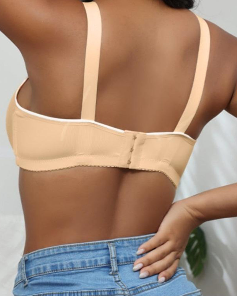 Women's Adjustable Support Straps Wirefree Comfort Push Up Jacquard Bra