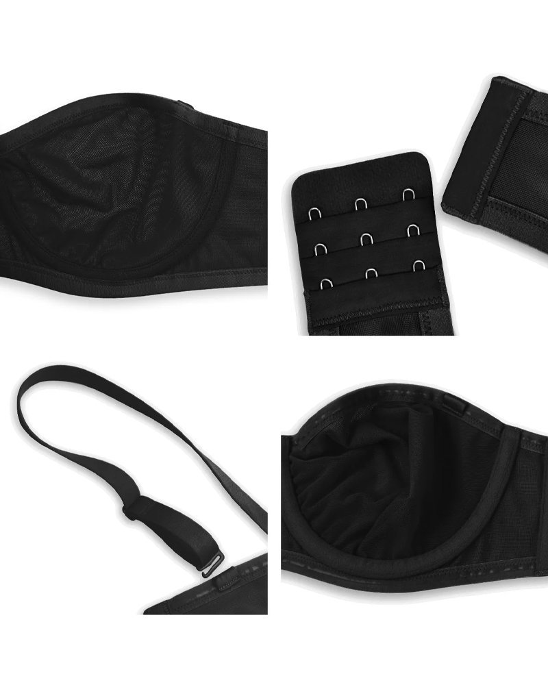 Women's Sheer Mesh Unlined Underwire Adjustable Removable Straps Half Cup Bra