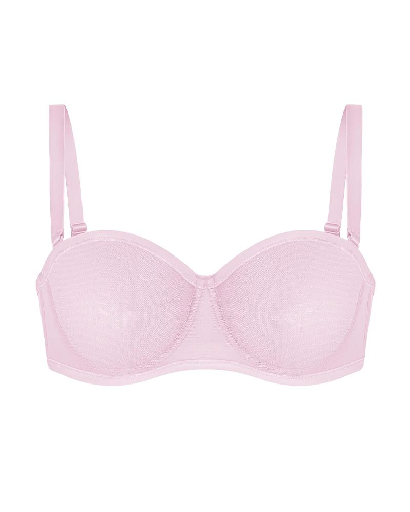 Women's Sheer Mesh Unlined Underwire Adjustable Removable Straps Half Cup Bra