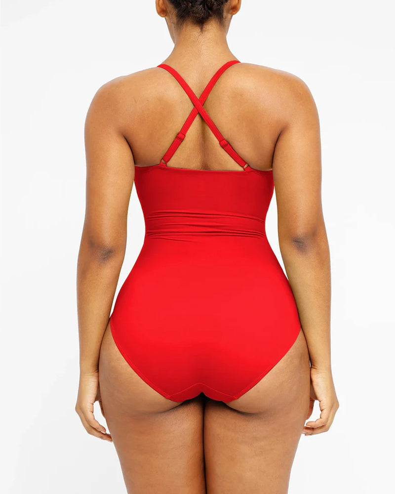 Women's Beach Vacation Solid Color U-Ring Cut Out Shaping Shape One-piece Swimsuit