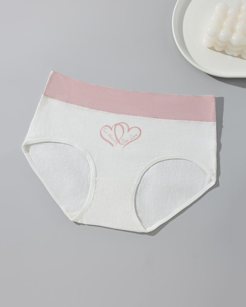 Women's Breathable Soft Love Heart Cotton Printed Panties