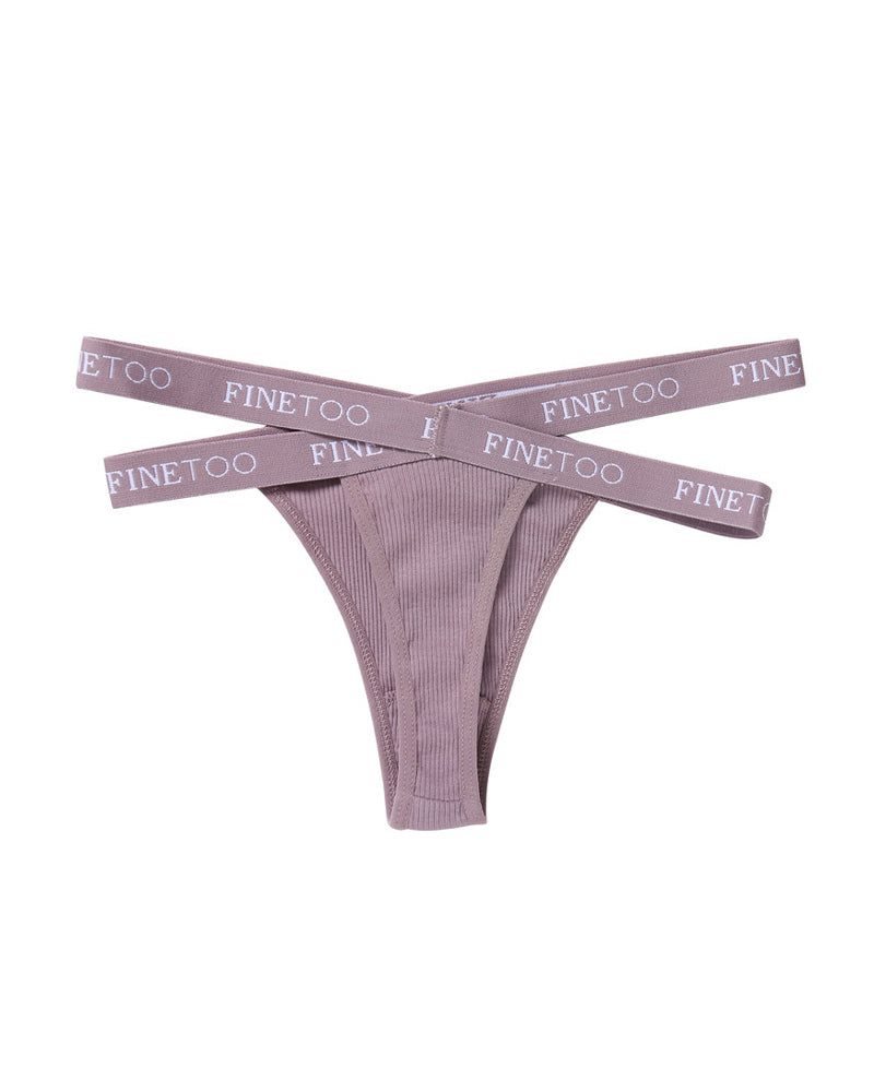 Women's Cotton High Waist Sexy Letter Printed Cross Sports Belt Thong