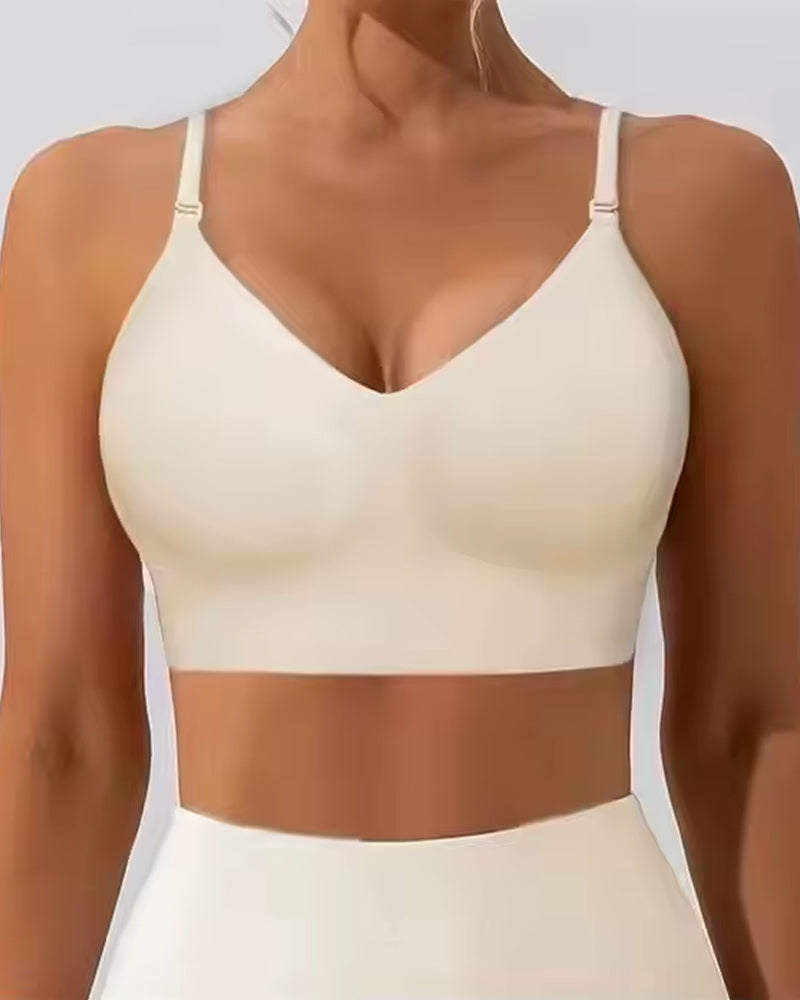 Women's Low Back Seamless Multi-Way Convertible Halter Spaghetti Strap Lifting Bra