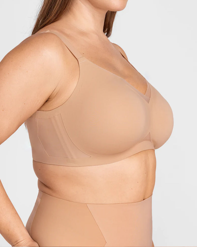 Women's V-Neck Mesh Gathered Seamless Comfortable Cross Bra