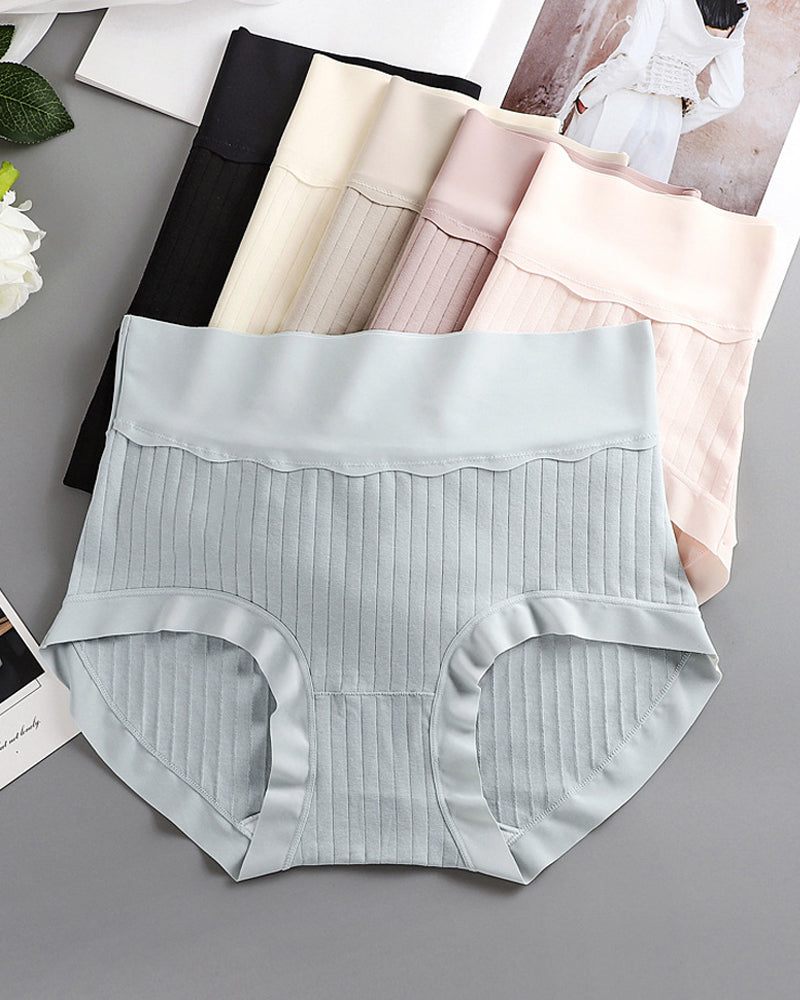 Women's Pure Cotton Antibacterial Crotch High Waist Light Belly Underwear