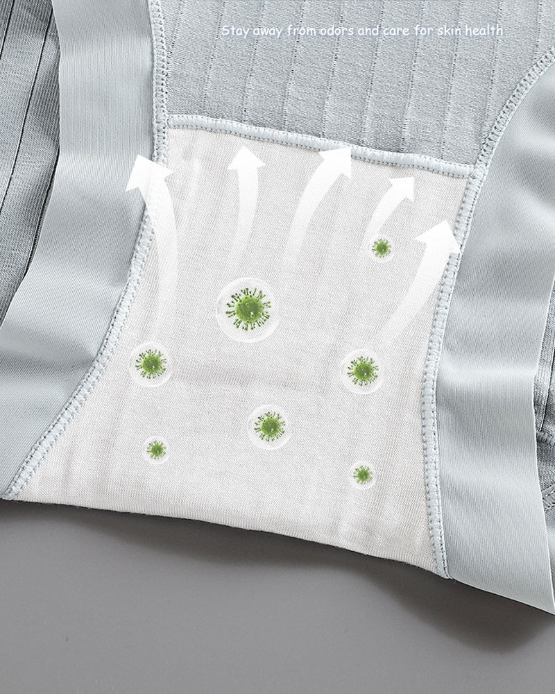 Women's Pure Cotton Antibacterial Crotch High Waist Light Belly Underwear