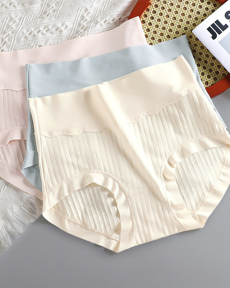 Women's Pure Cotton Antibacterial Crotch High Waist Light Belly Underwear