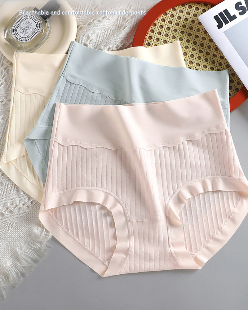 Women's Pure Cotton Antibacterial Crotch High Waist Light Belly Underwear