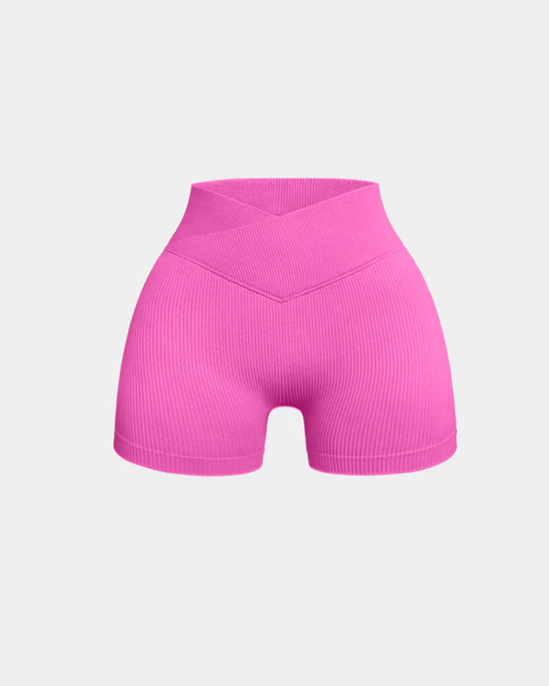 Ribbed High Waist Solid Skinny Yoga Sport Shorts