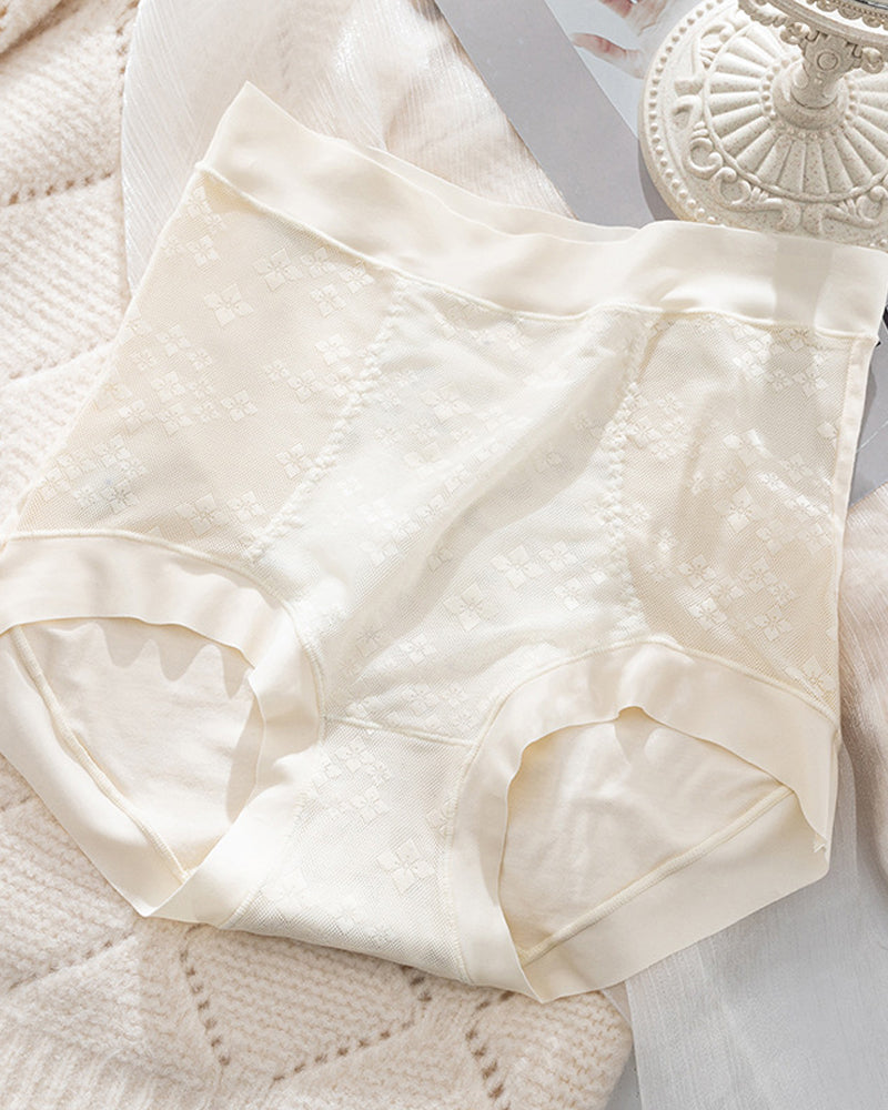 Mulberry Silk Protein 7A Antibacterial High Waist Tummy Tuck Lace Breathable Panties