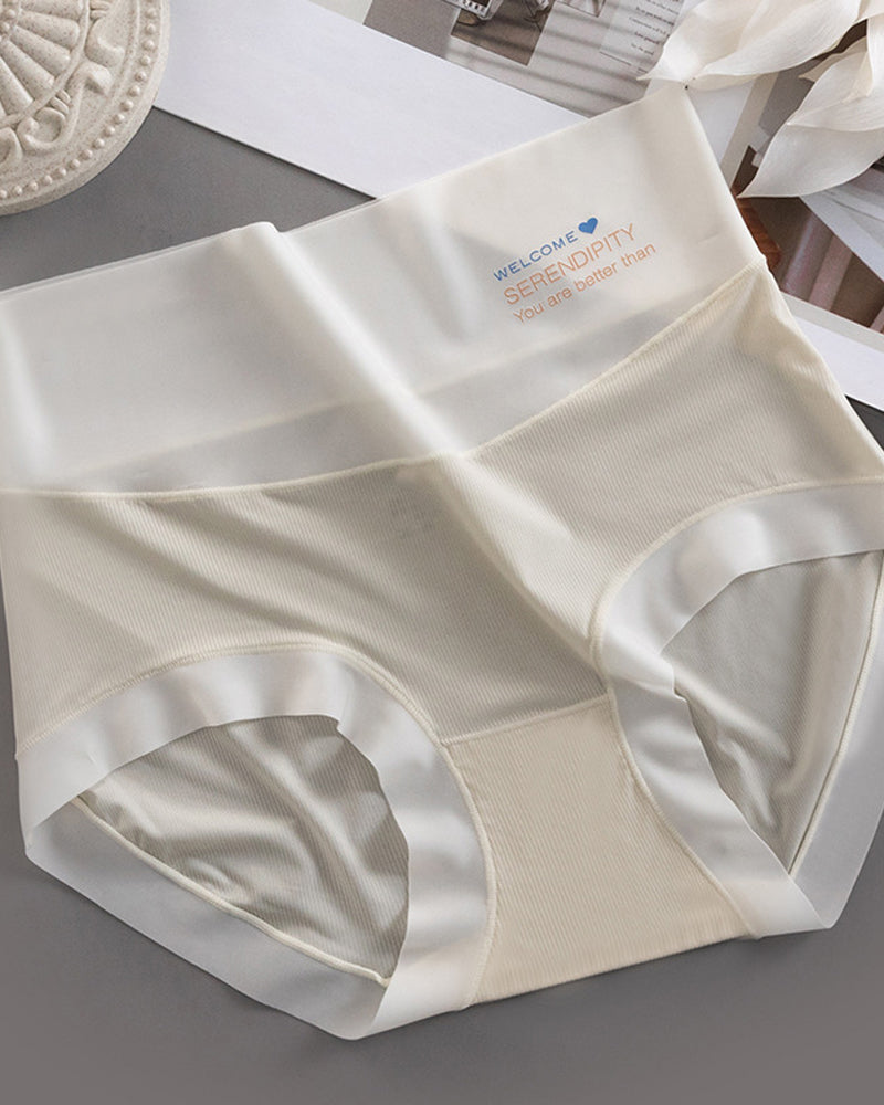 Women's High Waist Ice Silk Pure Cotton Antibacterial Crotch Seamless Underwear