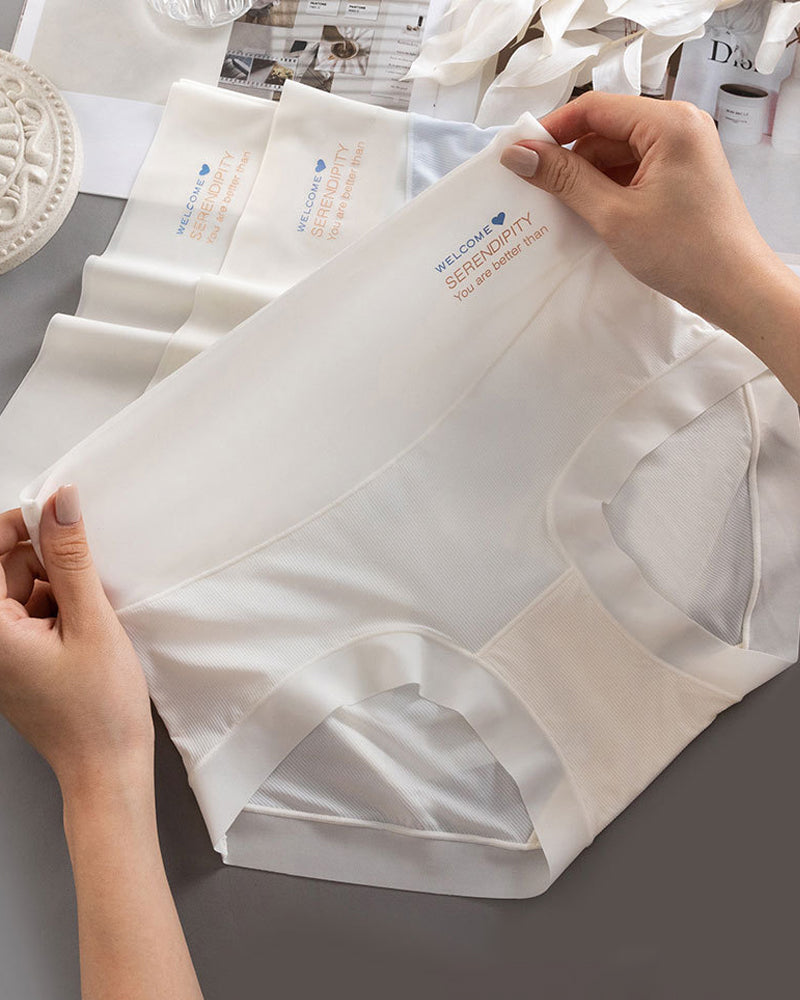 Women's High Waist Ice Silk Pure Cotton Antibacterial Crotch Seamless Underwear