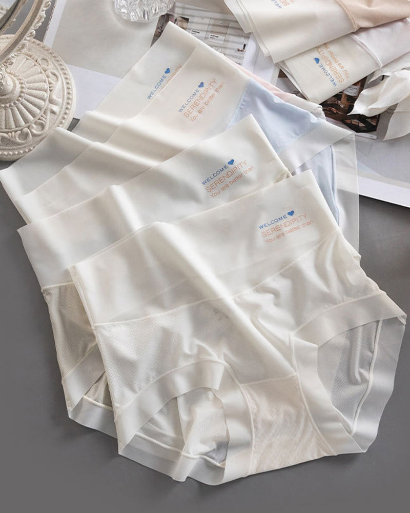 Women's High Waist Ice Silk Pure Cotton Antibacterial Crotch Seamless Underwear