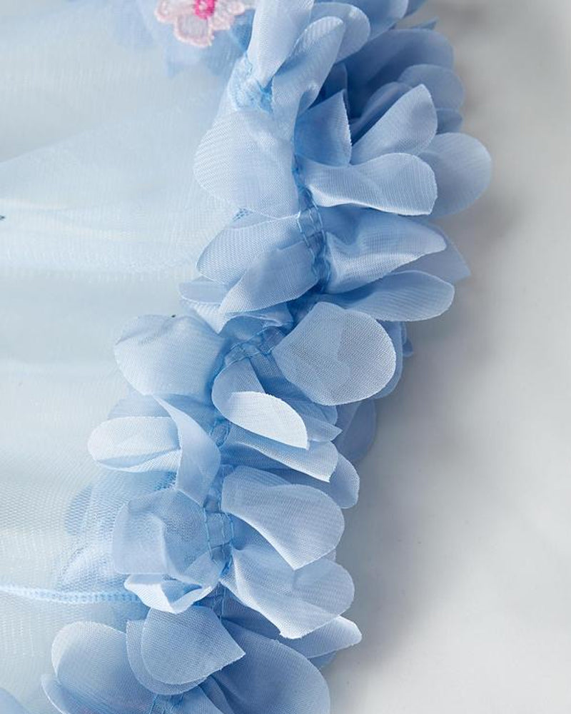 Sexy See-Through 3D Flower Lace Mesh Suspender Dress